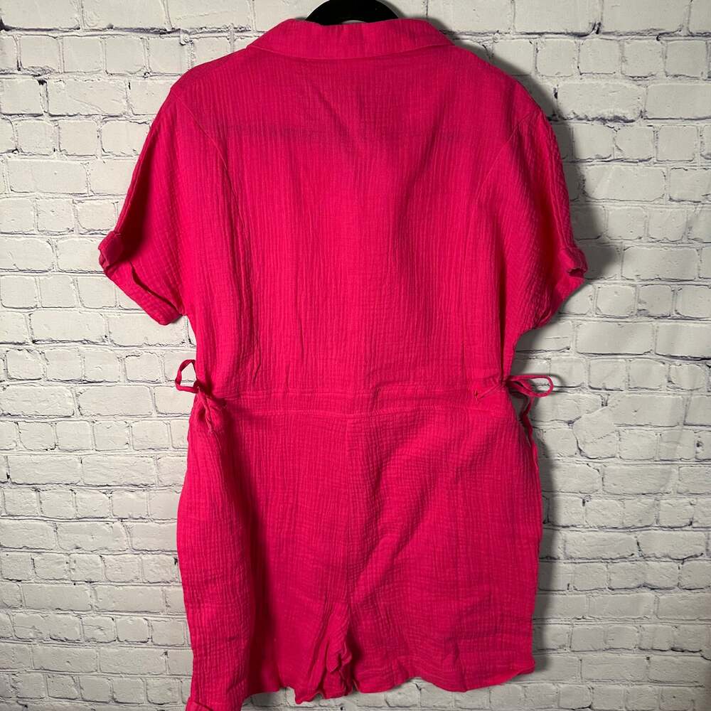 Pink Lily gauze Crinkle Pink Romper - Picture 3 of 3